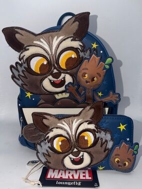 Loungefly Marvel GotG Rocket & Groot Mini Backpack & Wallet Set